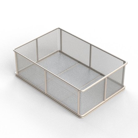 ANYSIZEBASKET Rectangular Wire Mesh Basket: 18Lx12Wx6H, 304 SS, 5/16 Rod Frame, No Handles, Mesh: 30 x .012 TMT-180120060-N30S